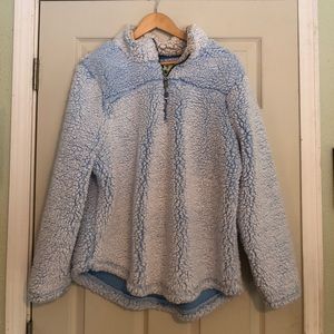 SOLD Baby blue green tea fluffy sherpa sweater